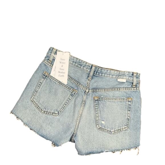 Anthropology Boyish Denim Button Fly Light Blue Jean Shorts Size 27 NWT - Picture 1 of 8